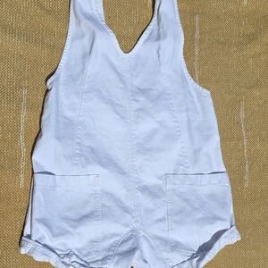 Free People White Denim Jean Shorts Romper